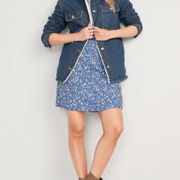 NWOT : Sherpa-Lined Non-Stretch Jean Utility Shacket - Picture 4 of 5